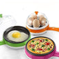Votvy Single Handle egg bowler and Capacity of 7 Eggs Egg Boiling Non-Stick Steamer and Egg Frying Pan Machine 2 in 1 Single Layer Egg Boiler Omelette Maker and Other Egg Variety