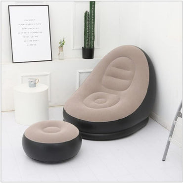 Votvy   Chair, Portable Fast Inflatable Sofa Chair with Foot Stool, Surface with Plush Smooth Comfortable Ideal for Living Room, Room and Outdoor Camping use