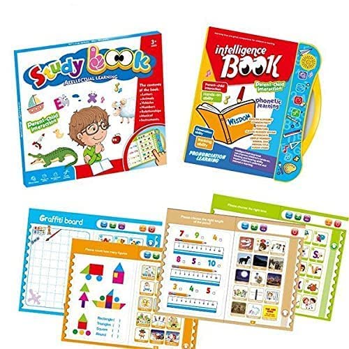 Votvy Intelligence Book Sound Book for Children, English Letters & Words Learning Book, Fun Educational Toys. Activities with Numbers, Shapes Learning Book for Toddlers