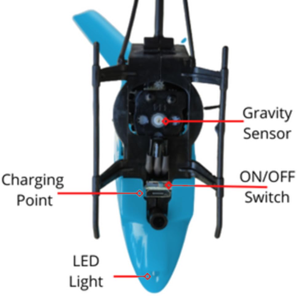 Votvy  Flying Helicopter with 2 in 1 Play Gravity Vacant and Remote, Gravity Vacant Helicopter with Charging, 3D Light & Safety Sensor, Helicopter for Kids Age 4+ Years I Pack of 1 (Blue)