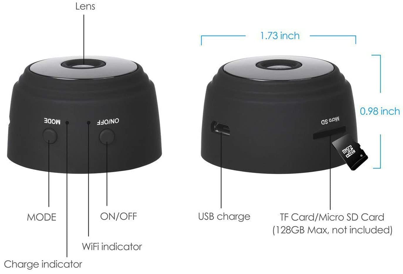 Votvy 1080P Mini Spy Camera with Low Light Vision, Mini Portable Security Camera, Hidden Camera with Audio and Video Recorder for Home/Office Security Camera (Black)