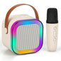 Votvy Electric Rechargeable Karaoke Mic with Speaker for Singing | Wireless Mini Portable Bluetooth Speaker with Microphone & LED Lights | Cute Birthday Gift for Kids Musical Toys for Boys, Girls and Adults