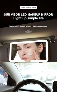 Votvy Led Car Sun Visor Vanity Mirror, Upgraded Car Mirror with Lights,Large Dimmable Light up Vanity Makeup Mirror for Car,Rechargeable Universal Rear View Mirror for Car Visor