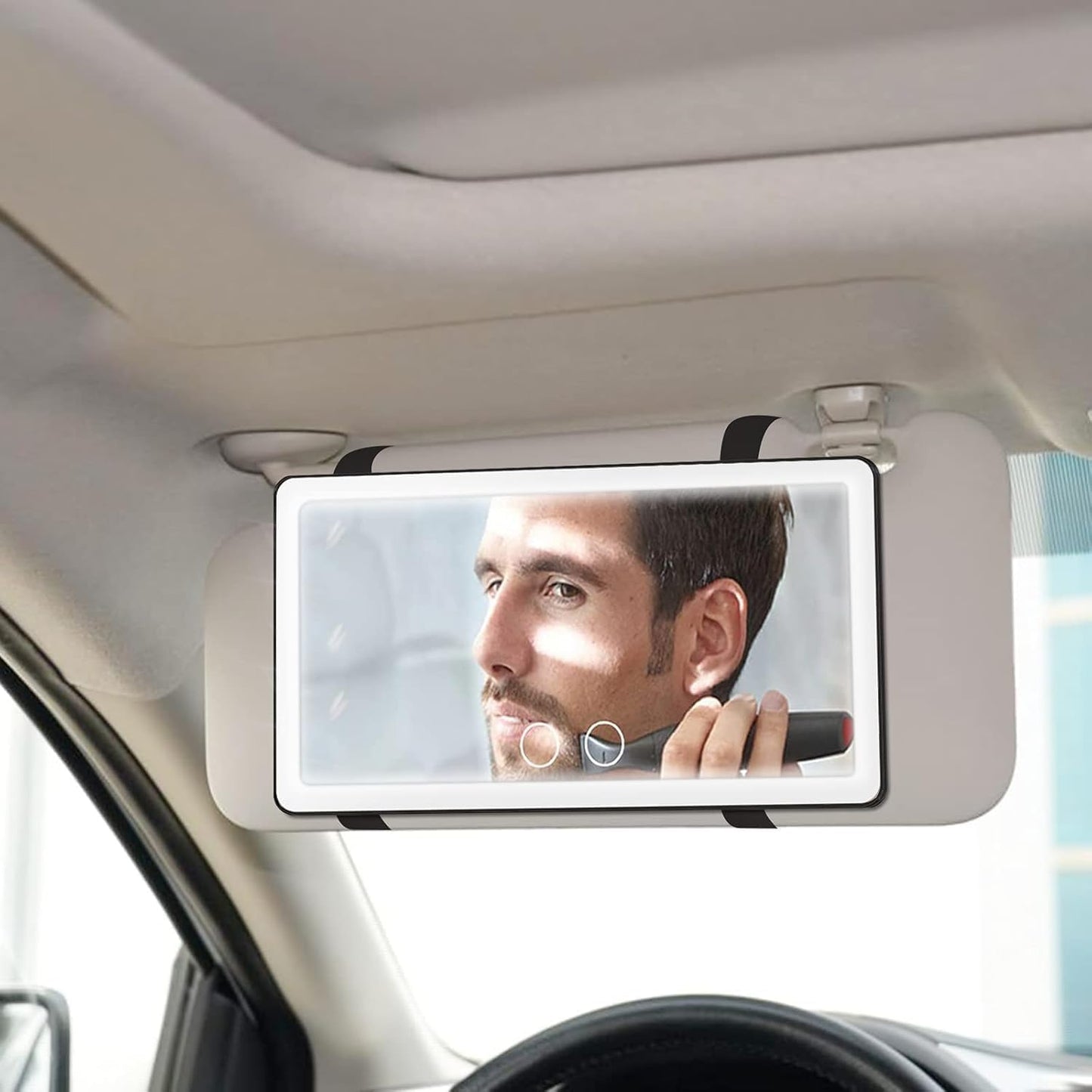 Votvy Led Car Sun Visor Vanity Mirror, Upgraded Car Mirror with Lights,Large Dimmable Light up Vanity Makeup Mirror for Car,Rechargeable Universal Rear View Mirror for Car Visor