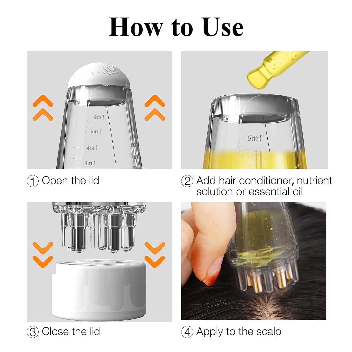 Votvy  Hair Oil Applicator Bottle – 6ml Hair Root Oil Applicator Roller Ball Mini Portable Hair Oil Massage Comb for Scalp Hair Growth Suitable for Various Liquids (1Pcs)