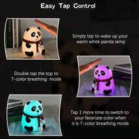 Votvy Electric  Rechargeable Panda Lamp, Cute Silicone Kawaii Night Lamp For Bedroom With Touch Gesture 7 Color Changing Adorable Christmas Gift Kids, Light,Table,Beside Kids Room