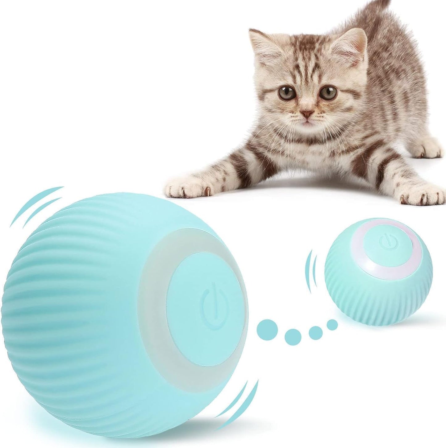 Votvy Smart LED 360° Rotating Cat & Dog Pet Toy Ball | Rechargeable, Interactive Pet Chaser with LED, Automatic Obstacle Avoidance, Ideal for Stimulating Indoor Cats (Blue)