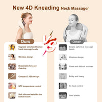Votvy  Neck Massager for Cervical Pain Relief,Electric Deep Tissue Shiatsu with Infrared Heat Therapy 5D Kneading Massage Machine for Full Body Relax,Neck,Muscles,Back,Shoulder,Legs - 6 Month Warranty