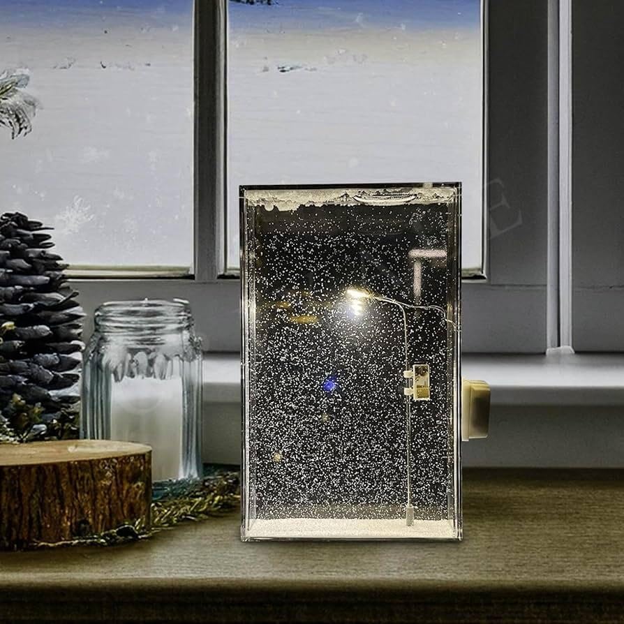 Votvy Snowfall Lamp, Street Light Snow Globe, Handmade DIY Snow Scenery Night Light, Christmas Desktop Decor for Birthday, Make Your Own Christmas Night Light, Snowflake Lamp for Family and Kids