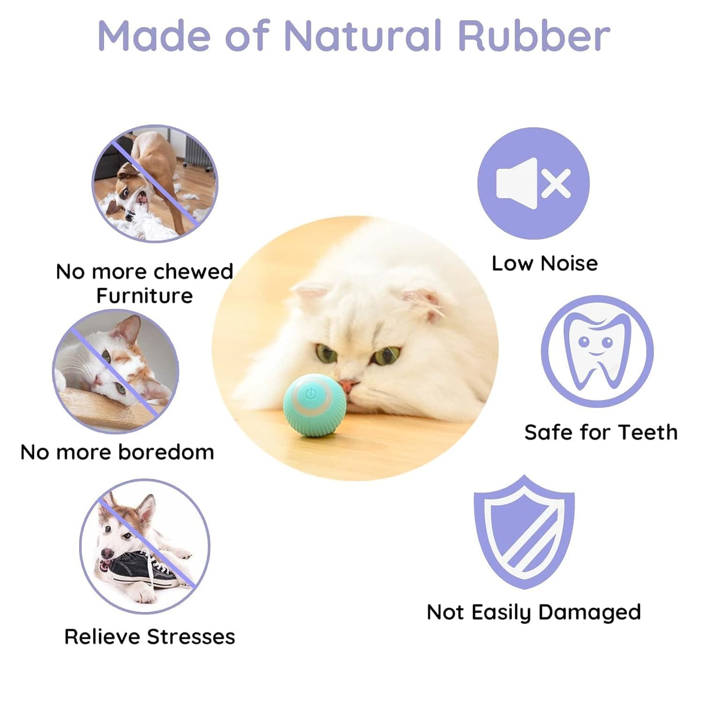 Votvy Smart LED 360° Rotating Cat & Dog Pet Toy Ball | Rechargeable, Interactive Pet Chaser with LED, Automatic Obstacle Avoidance, Ideal for Stimulating Indoor Cats (Blue)