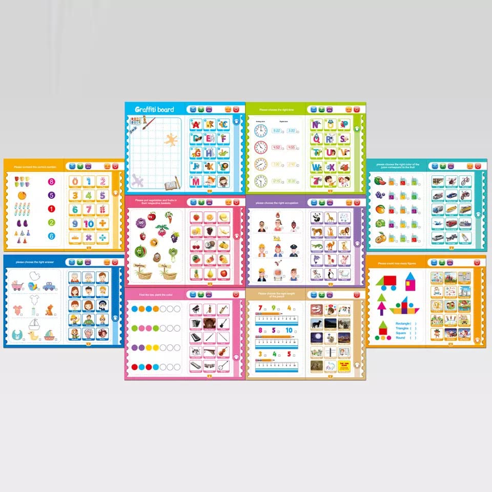 Votvy Intelligence Book Sound Book for Children, English Letters & Words Learning Book, Fun Educational Toys. Activities with Numbers, Shapes Learning Book for Toddlers
