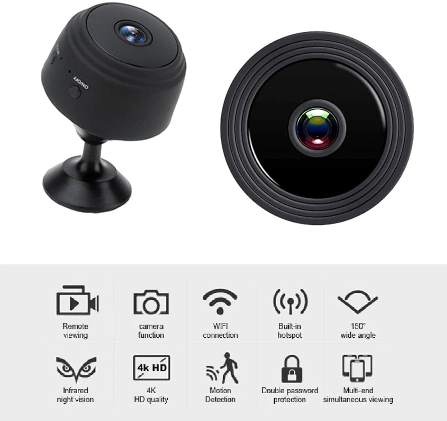 Votvy 1080P Mini Spy Camera with Low Light Vision, Mini Portable Security Camera, Hidden Camera with Audio and Video Recorder for Home/Office Security Camera (Black)