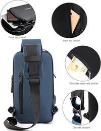 Votvy Cross Body Travel Sling Bag for unisex| Anti-theft Chest Sports Crossbody Bag - PU Leather Crossbody Shoulder Bag - Chest Bag for Daily use
