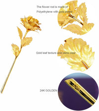 Votvy 24K Gold Plated Artificial Rose Flower with Gift Box | Eternal Golden Rose for Valentine’s Day, Birthday, Anniversary & Romantic Gifts for Girlfriend, Wife, Husband, or Loved Ones