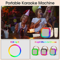 Votvy Electric Rechargeable Karaoke Mic with Speaker for Singing | Wireless Mini Portable Bluetooth Speaker with Microphone & LED Lights | Cute Birthday Gift for Kids Musical Toys for Boys, Girls and Adults