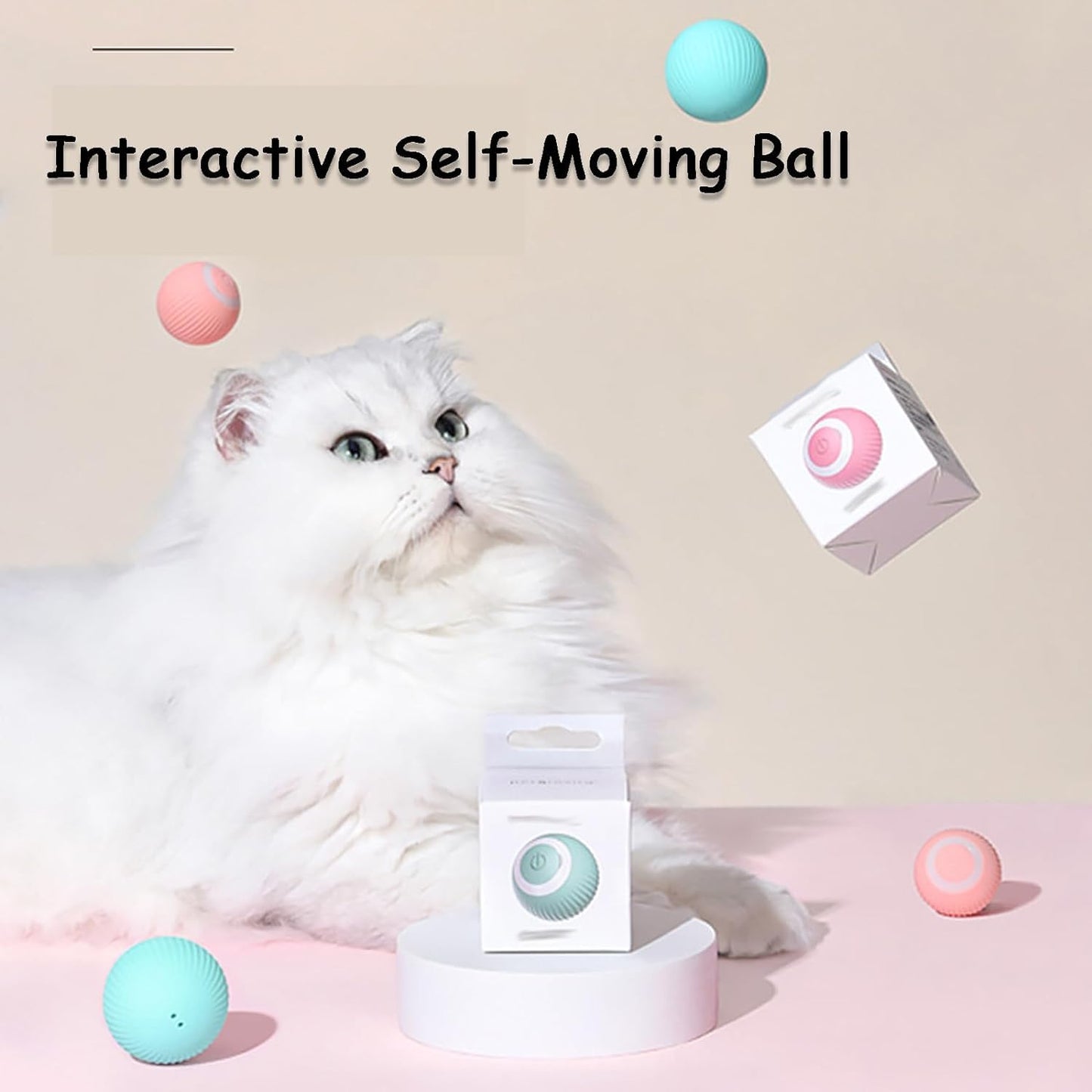 Votvy Smart LED 360° Rotating Cat & Dog Pet Toy Ball | Rechargeable, Interactive Pet Chaser with LED, Automatic Obstacle Avoidance, Ideal for Stimulating Indoor Cats (Blue)