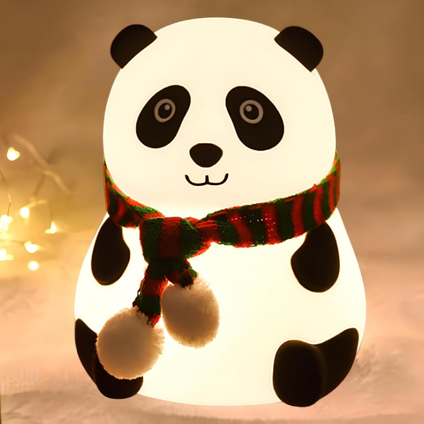 Votvy Electric  Rechargeable Panda Lamp, Cute Silicone Kawaii Night Lamp For Bedroom With Touch Gesture 7 Color Changing Adorable Christmas Gift Kids, Light,Table,Beside Kids Room