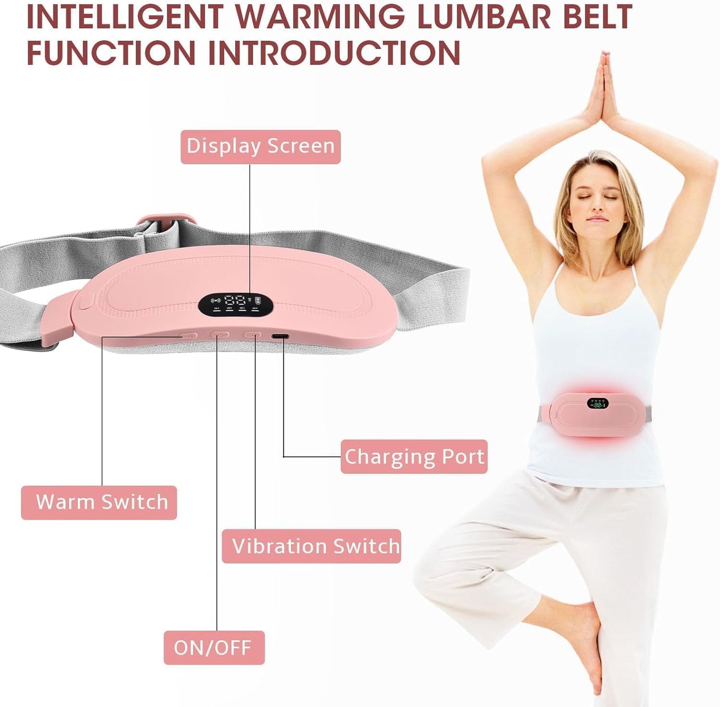 Votvy Heating Pad for Period Cramps, FSA HSA Eligible, Portable Menstrual Heating Pad, Period Pain Relief Heated Pad, Back or Belly Heating Belt, Gifts for Her Women Girl Friend Wife