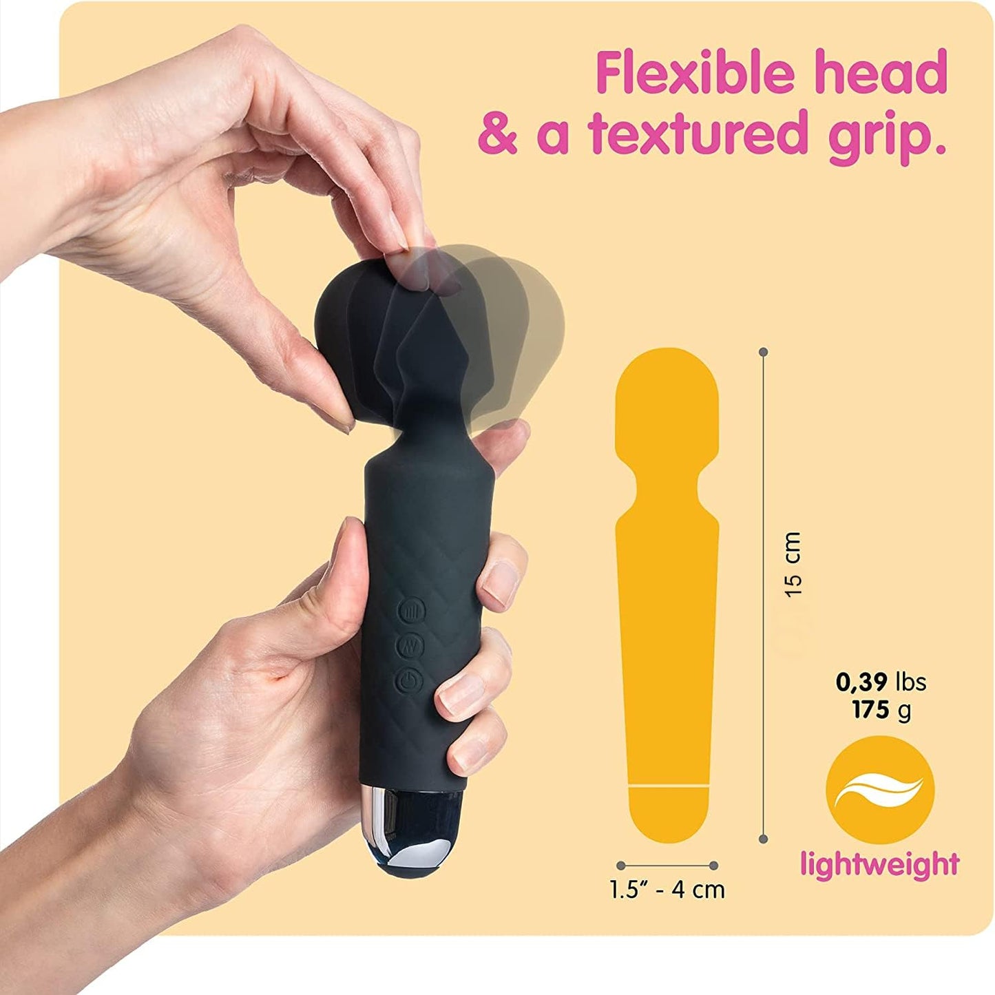 Votvy  Full Body Massager for Women & Men, Rechargeable Wireless Massager Machine for Pain Relief, Handheld Massager with Medical Grade Silicone, 8 Speeds, 20 Modes, (Black)Electric