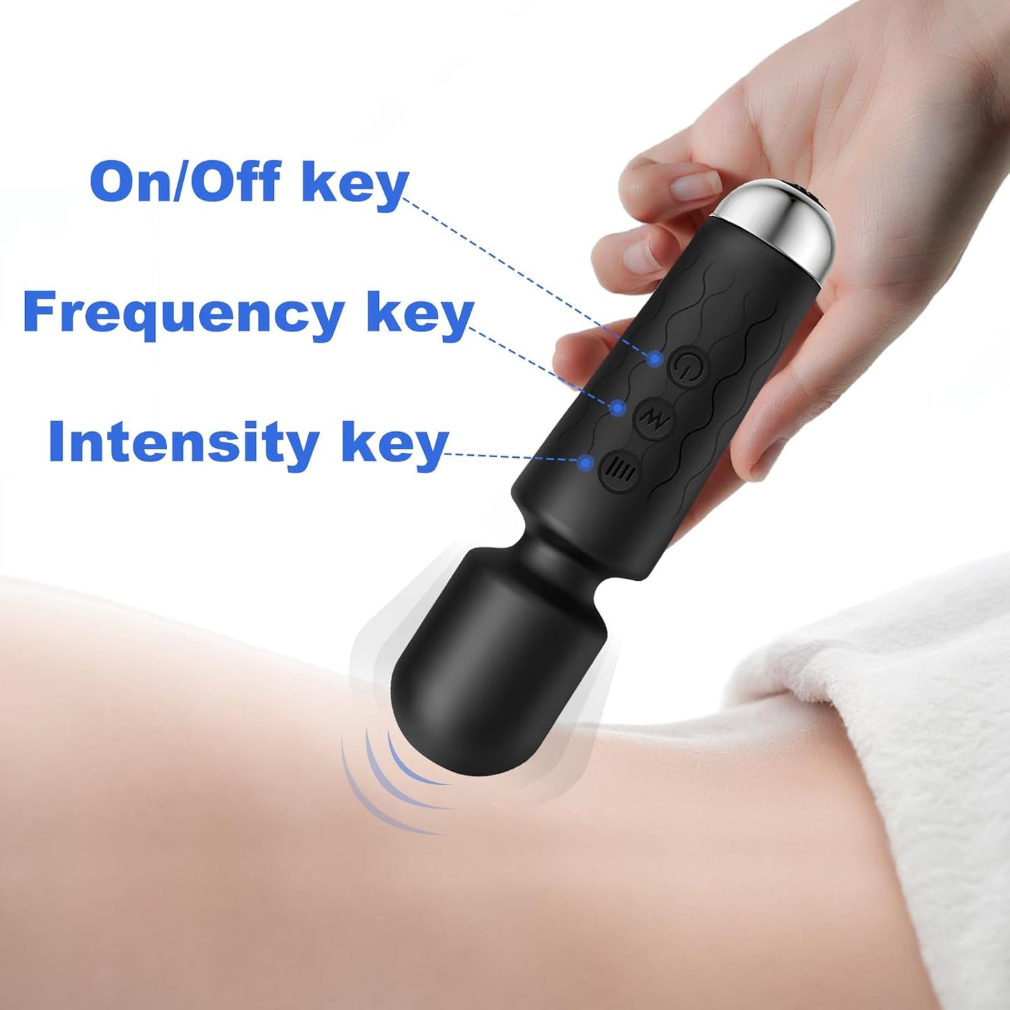 Votvy  Full Body Massager for Women & Men, Rechargeable Wireless Massager Machine for Pain Relief, Handheld Massager with Medical Grade Silicone, 8 Speeds, 20 Modes, (Black)Electric