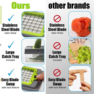Votvy vegetable Chopper, Onion Chopper, Multifunctional 14 in 1 Food Chopper, Kitchen Vegetable Slicer Dicer Cutter,Veggie Chopper with 8 Blades,Carrot and Garlic Chopper with Container