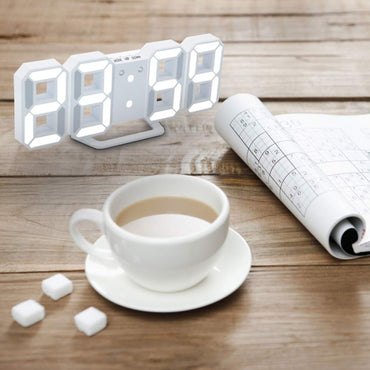 Votvy 3D Led Digital Alarm Clock Table Alarm Clock Manually Adjustable Brightness Electric Clock With Snooze Dimmer 12/24 Hour Mode Black-White
