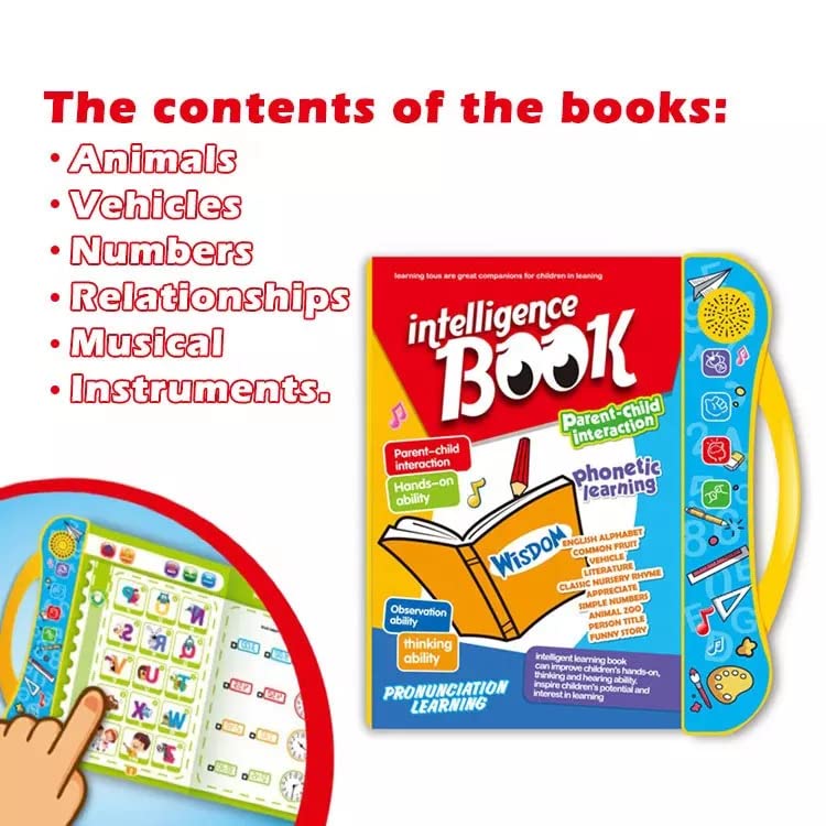 Votvy Intelligence Book Sound Book for Children, English Letters & Words Learning Book, Fun Educational Toys. Activities with Numbers, Shapes Learning Book for Toddlers