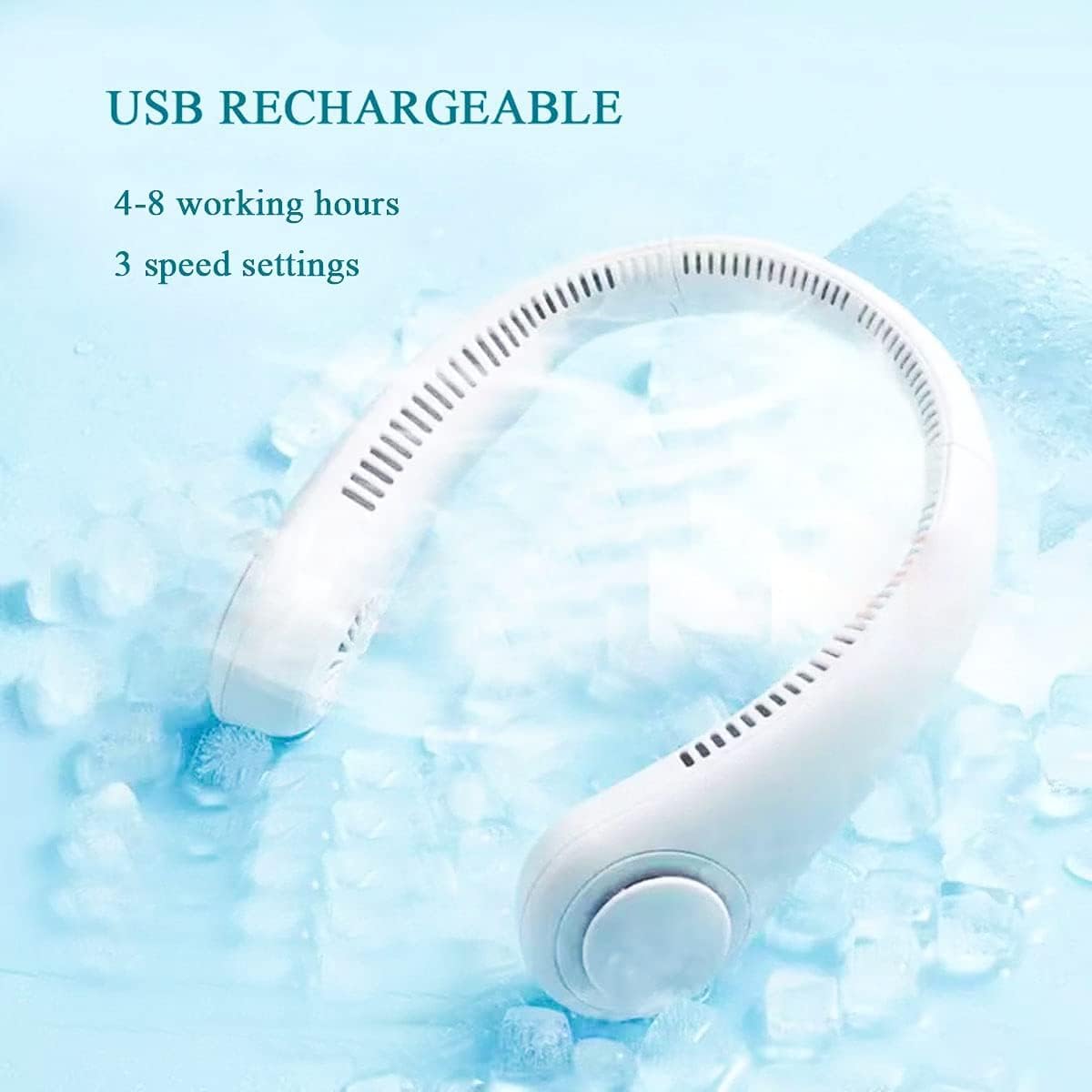 Votvy  Portable Electric Rechargeable Neck Fan USB Charging Battery Bladeless Neck Fan Smart Mini Hand Free 3 High Speed Fan Low Noise 360° Cooling NECK FAN