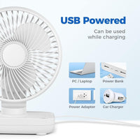 Votvy 3600mAh Rechargeable Desk Fan (90° Rotate), Portable Table Fan,USB Fan, USB Battery,4 Speed for Home Office Travel-The battery life is 8 hours with the maximum wind speed