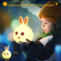 Votvy Electric  Night Lamp for Kids,Silicone Cute Little Rabbit LED Table Lamp, Birthday Gift for Kids (2-5 Years), Colour Changing with USB Rechargeable Night Light(Rabbit Lamp), Multicolour