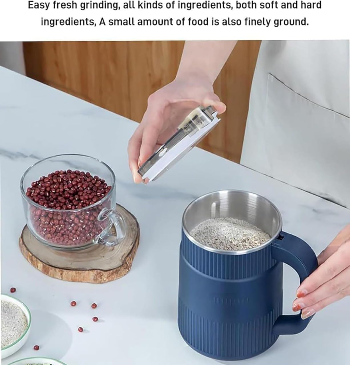 Votvy  Portable Electric Coffee Grinder Grinding Dry Herbs, Coffee, Stainless Steel Herbs spices Nuts Grain Coffee Grinder for Home