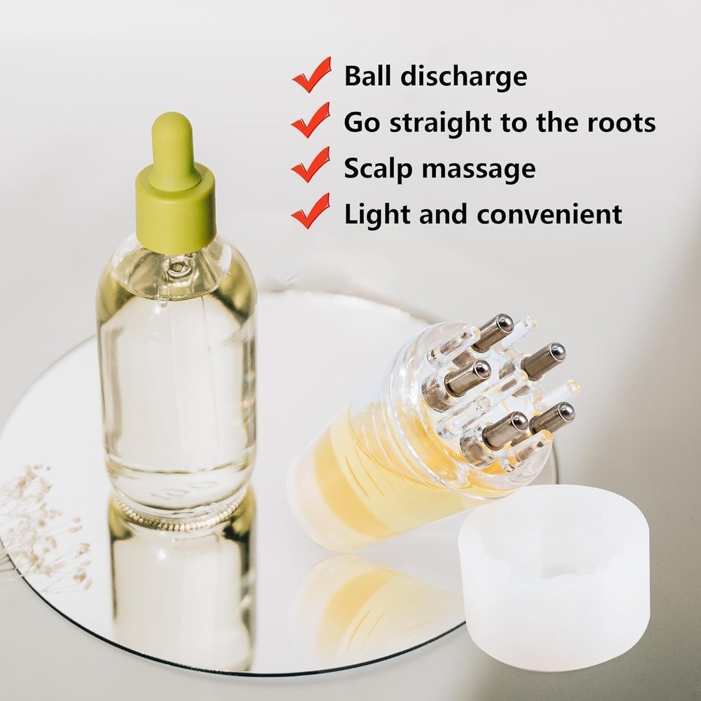 Votvy  Hair Oil Applicator Bottle – 6ml Hair Root Oil Applicator Roller Ball Mini Portable Hair Oil Massage Comb for Scalp Hair Growth Suitable for Various Liquids (1Pcs)