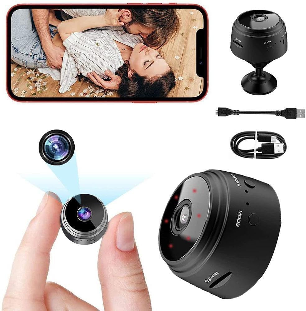 Votvy 1080P Mini Spy Camera with Low Light Vision, Mini Portable Security Camera, Hidden Camera with Audio and Video Recorder for Home/Office Security Camera (Black)