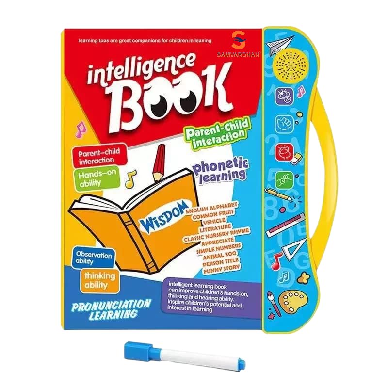 Votvy Intelligence Book Sound Book for Children, English Letters & Words Learning Book, Fun Educational Toys. Activities with Numbers, Shapes Learning Book for Toddlers