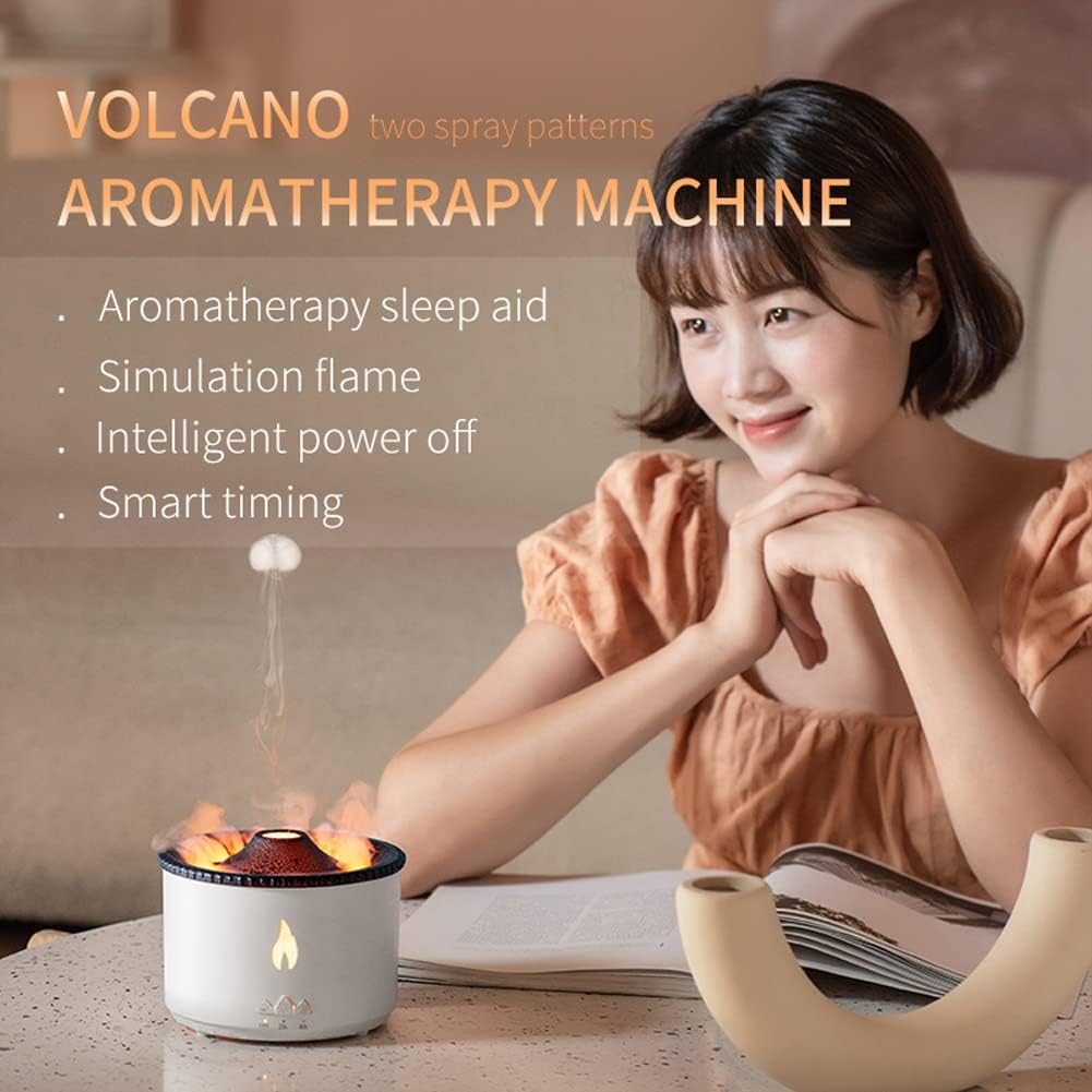 Votvy Oil Diffuser with Flame Light Cool Mist Humidifier with 2 Mist Modes Timer and Auto-Off Safety Protection Quiet Diffusers for Aromatherapy Essential Oil for Home Office SPA Yoga | Plastic Electric