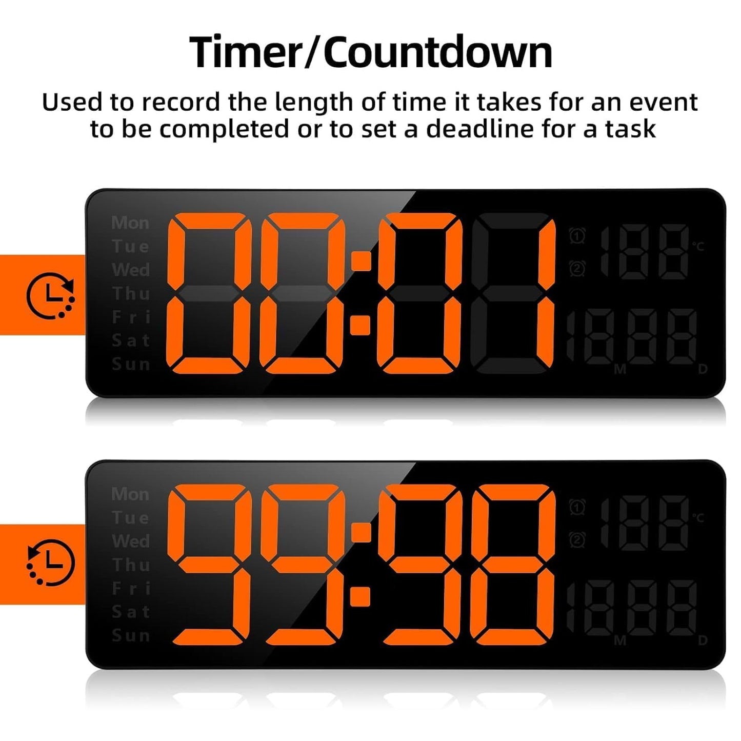 Votvy Digital Wall Clock Large Display Digital Clock with Remote Control Auto-Dimming Wall Clock with Night Light LED Digital Clock for Wall with Date, Temperature and Timer