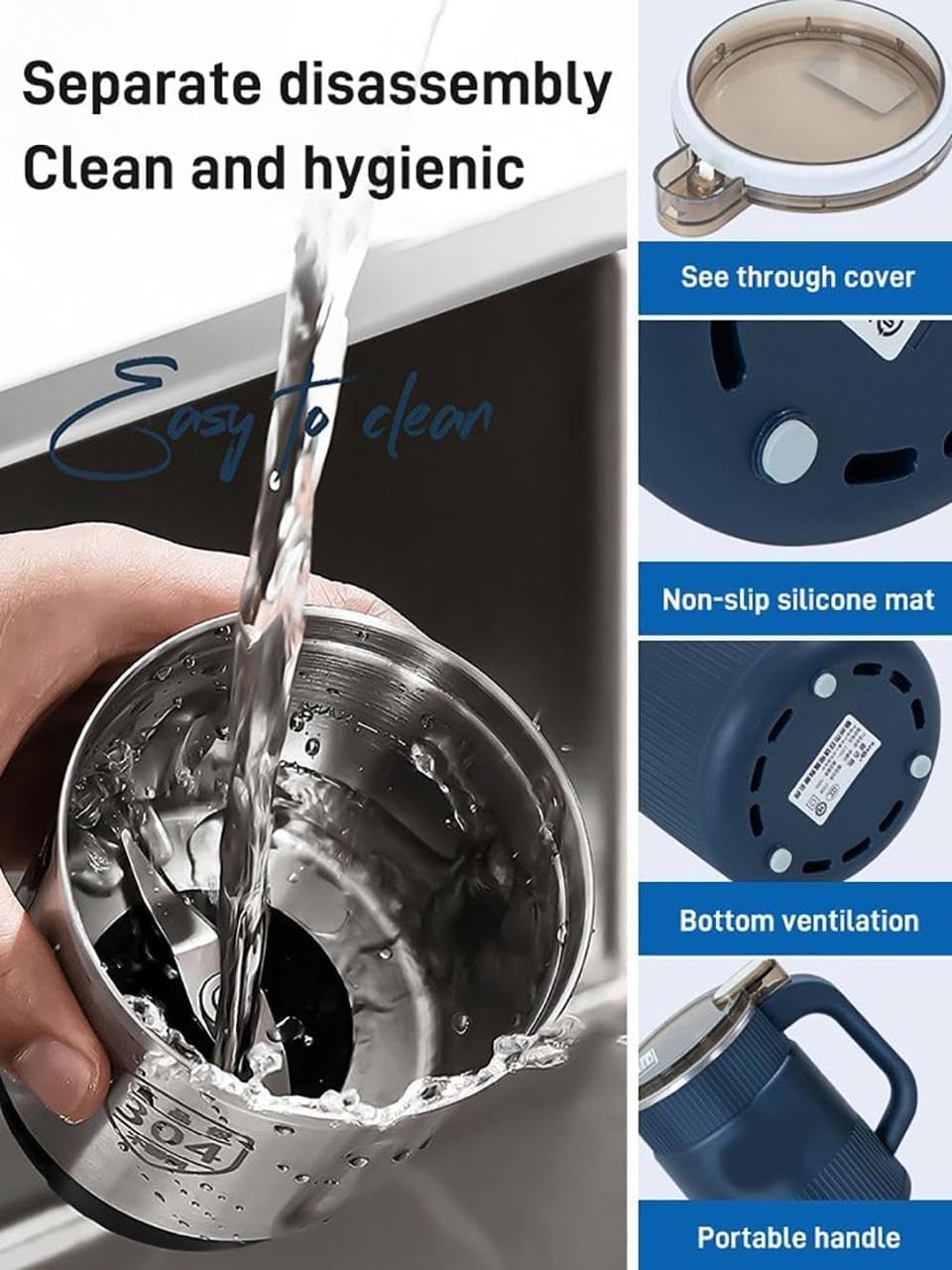 Votvy  Portable Electric Coffee Grinder Grinding Dry Herbs, Coffee, Stainless Steel Herbs spices Nuts Grain Coffee Grinder for Home