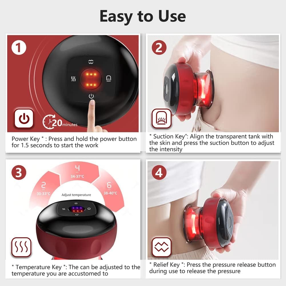 Votvy  Electric Cupping Therapy Set, Smart Suction Cup Massager Machine Cupping Gua Sha Scraping Device Handheld Back Massage Tool, for Helps Reduce Muscle Pain Better Blood Circulation