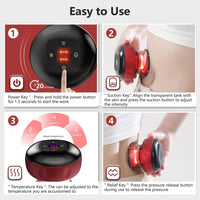 Votvy  Electric Cupping Therapy Set, Smart Suction Cup Massager Machine Cupping Gua Sha Scraping Device Handheld Back Massage Tool, for Helps Reduce Muscle Pain Better Blood Circulation