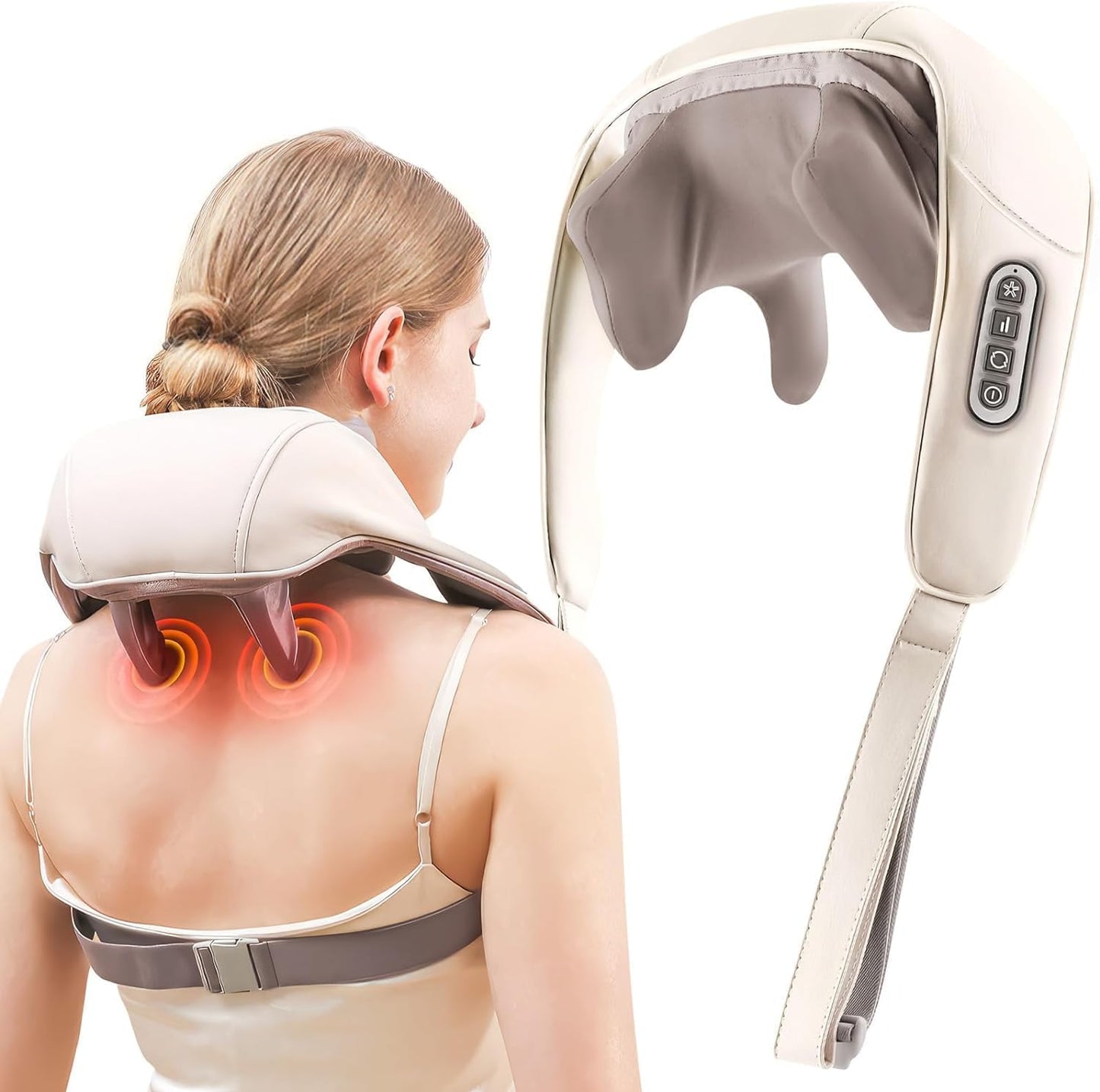 Votvy  Neck Massager for Cervical Pain Relief,Electric Deep Tissue Shiatsu with Infrared Heat Therapy 5D Kneading Massage Machine for Full Body Relax,Neck,Muscles,Back,Shoulder,Legs - 6 Month Warranty