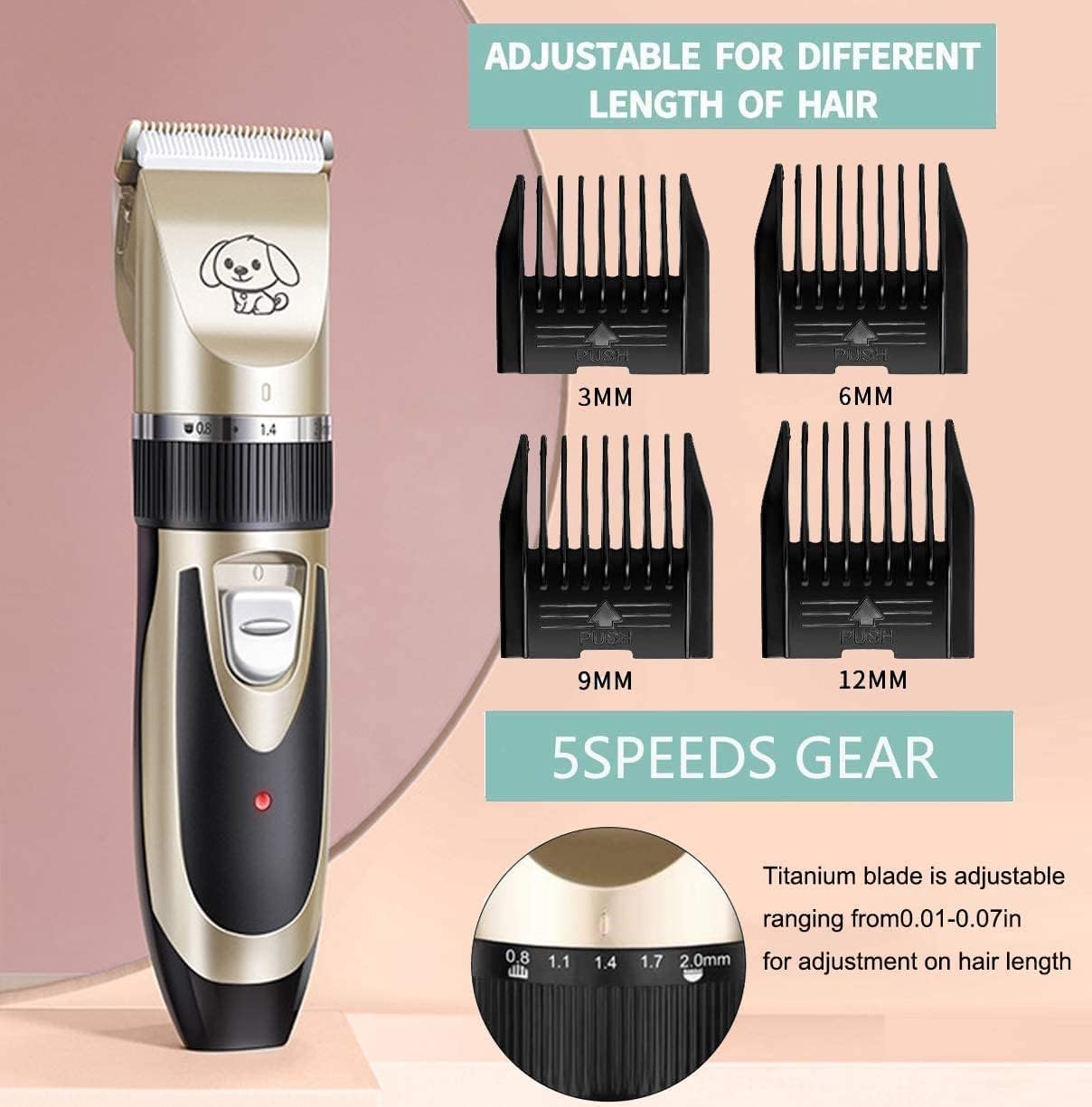 Votvy Electric Cat & Dog Trimmer | Professional Grooming Kit for Labrador, Shih Tzu, German Shepherd & Golden Retriever | Pet Hair Cutting Trimmer for Cats and Dogs | Quiet, Powerful, & Cordless