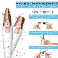 Votvy 2-in-1 Rechargeable Eyebrow Trimmer & Facial Hair Remover Razor for Women - Replaceable Heads, Professional Personal Hair Removal with Indicator Lights (White)