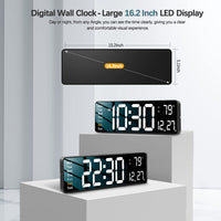 Votvy Digital Wall Clock Large Display Digital Clock with Remote Control Auto-Dimming Wall Clock with Night Light LED Digital Clock for Wall with Date, Temperature and Timer