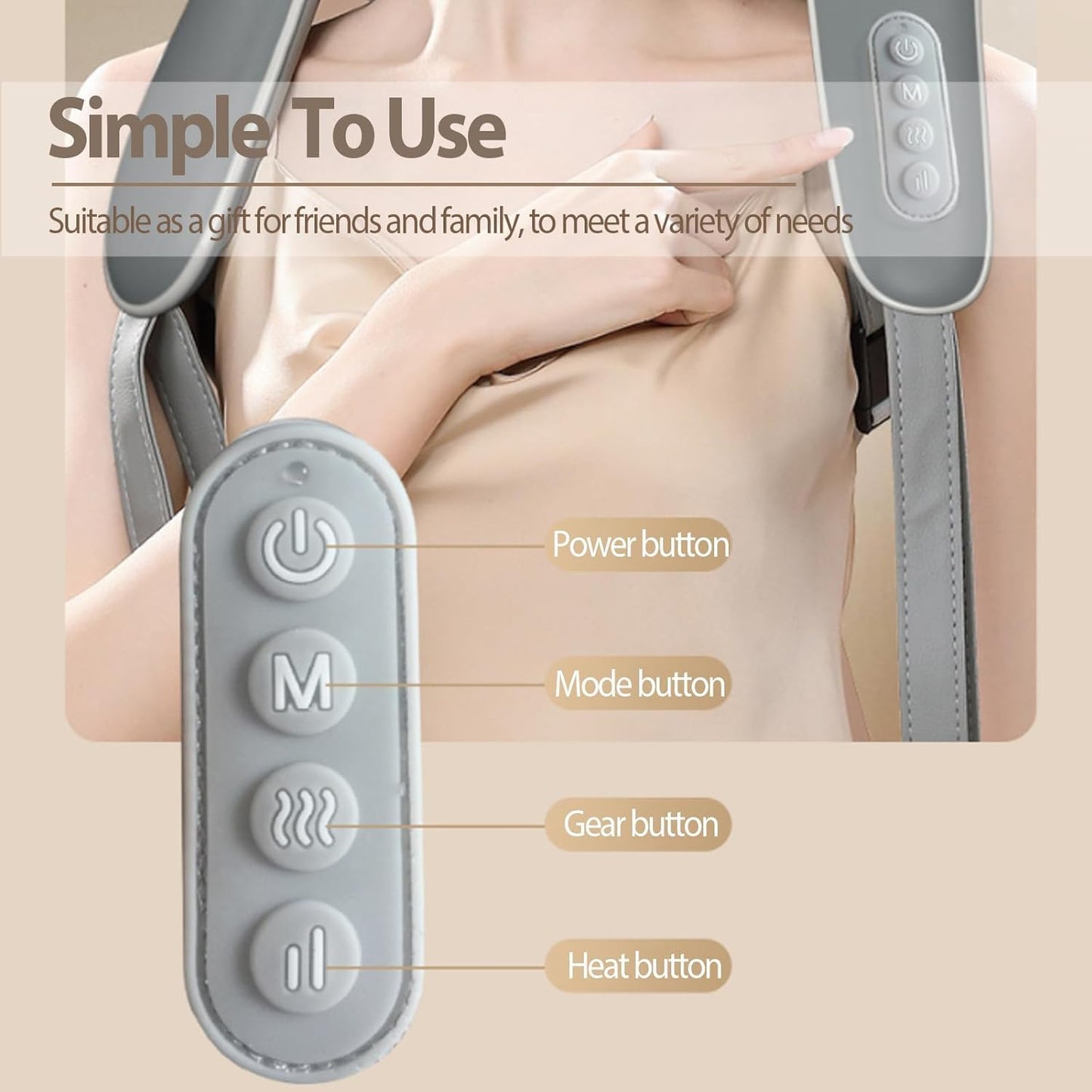 Votvy  Neck Massager for Cervical Pain Relief,Electric Deep Tissue Shiatsu with Infrared Heat Therapy 5D Kneading Massage Machine for Full Body Relax,Neck,Muscles,Back,Shoulder,Legs - 6 Month Warranty