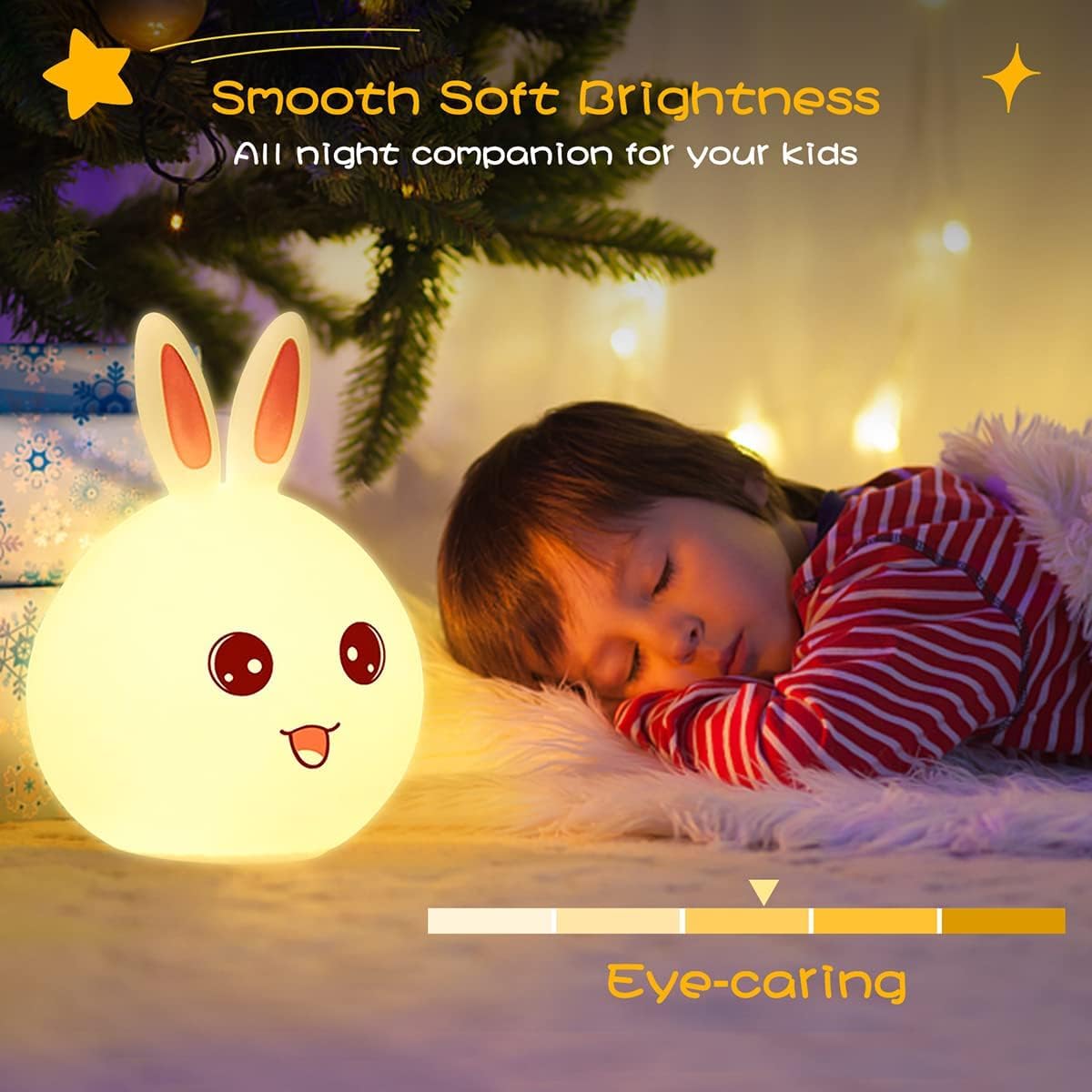 Votvy Electric  Night Lamp for Kids,Silicone Cute Little Rabbit LED Table Lamp, Birthday Gift for Kids (2-5 Years), Colour Changing with USB Rechargeable Night Light(Rabbit Lamp), Multicolour