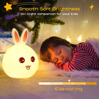 Votvy Electric  Night Lamp for Kids,Silicone Cute Little Rabbit LED Table Lamp, Birthday Gift for Kids (2-5 Years), Colour Changing with USB Rechargeable Night Light(Rabbit Lamp), Multicolour
