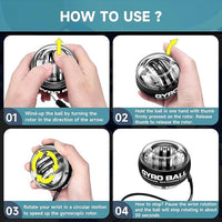 Votvy Wrist Trainer Ball | Auto-Start Arm Strengthener Hand Enhancer | Essential Gyroscopic Wrist & Forearm Exerciser | Wrist Power Gyro Ball for Stronger Muscle, Fingers, Bones Workout, Exercise