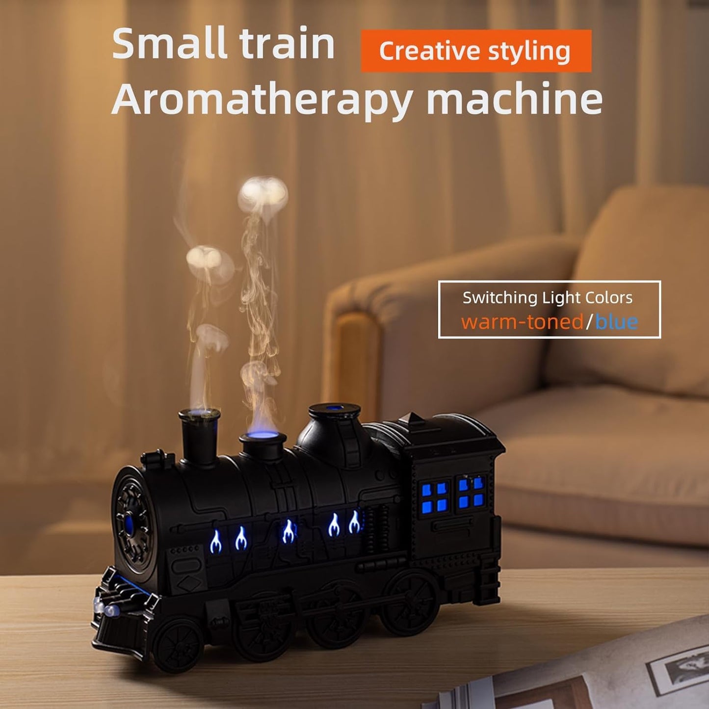 Votvy Train Essential Oil Diffuser Ultrasonic Cool Mist Aromatherapy Diffuser Humidifier with Auto Shut-Off and 2 Light 2 Mist Mode, Auto Shut-Off, for Large Room, Home, Office Hotel 300ml (Train)