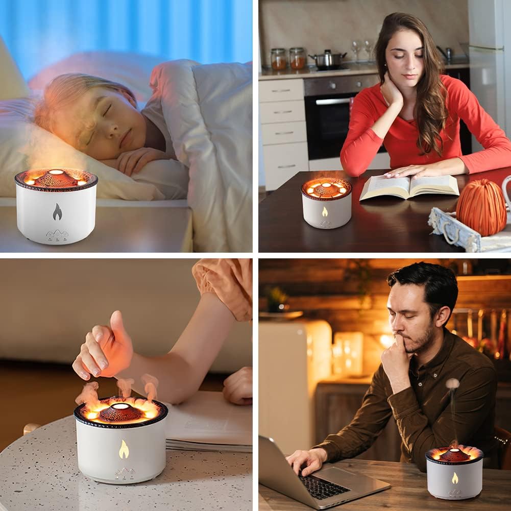 Votvy Oil Diffuser with Flame Light Cool Mist Humidifier with 2 Mist Modes Timer and Auto-Off Safety Protection Quiet Diffusers for Aromatherapy Essential Oil for Home Office SPA Yoga | Plastic Electric