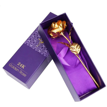 Votvy 24K Gold Plated Artificial Rose Flower with Gift Box | Eternal Golden Rose for Valentine’s Day, Birthday, Anniversary & Romantic Gifts for Girlfriend, Wife, Husband, or Loved Ones